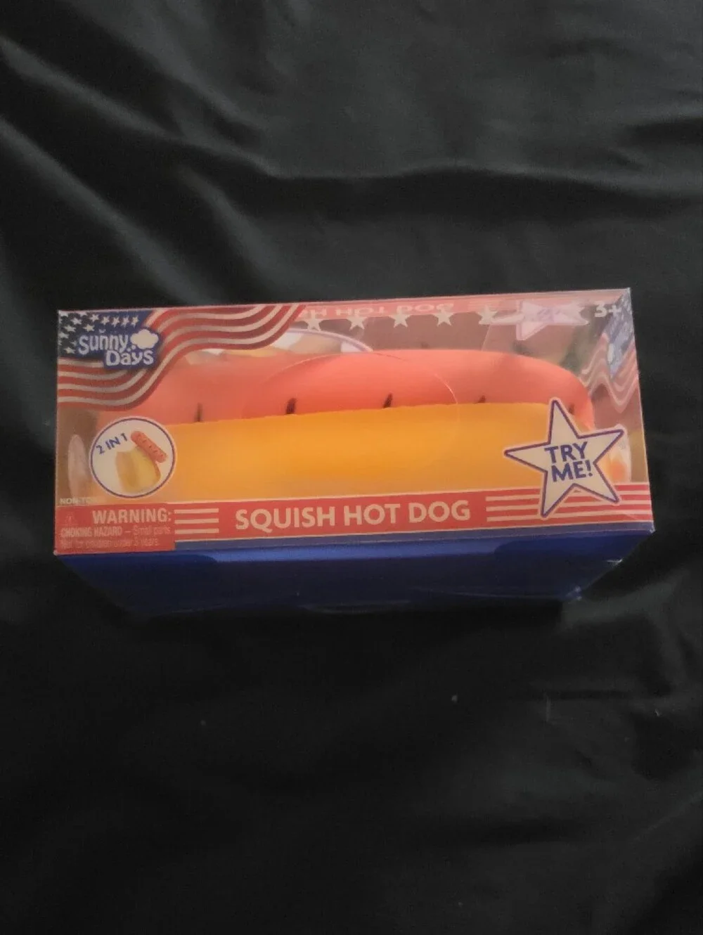 Sunny Days Squish Hot Dog Toy in Yellow & Red